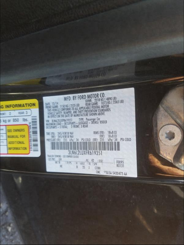 2015 LINCOLN MKZ HYBRID 3LN6L2LUXFR619351