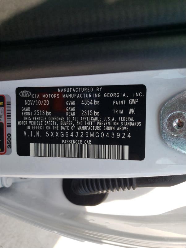 2021 KIA K5 EX 5XXG64J29MG043924