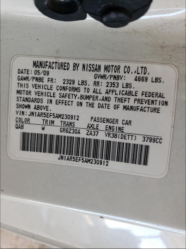 2010 NISSAN GT-R BASE JN1AR5EF5AM230912