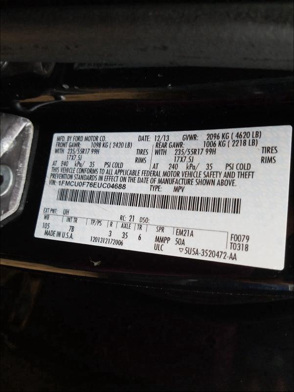 2014 FORD ESCAPE 1FMCU0F76EUC04688