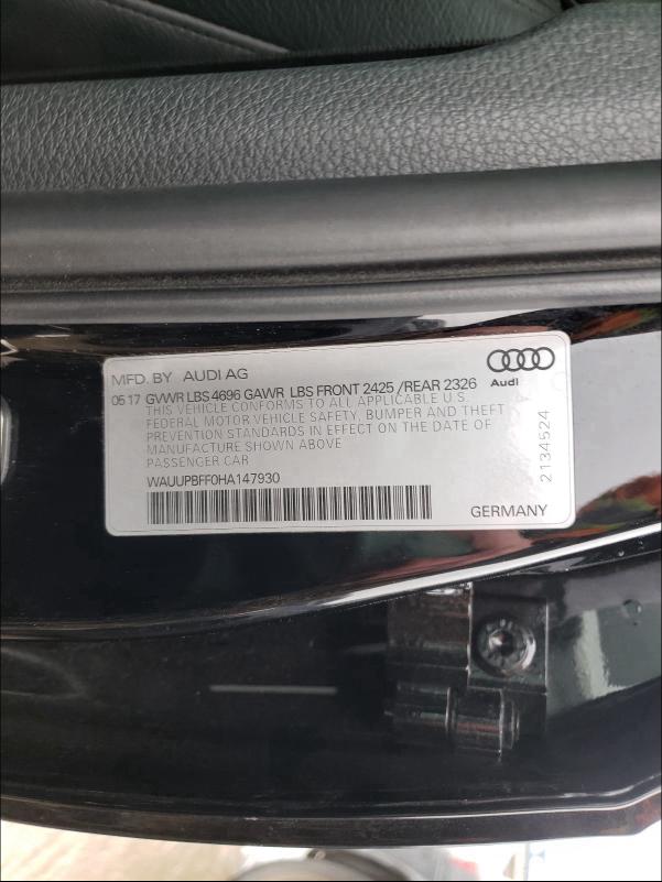 2017 AUDI A3 E-TRON WAUUPBFF0HA147930