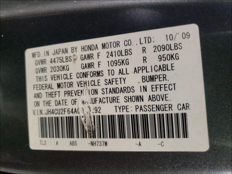 2010 ACURA TSX JH4CU2F64AC013292