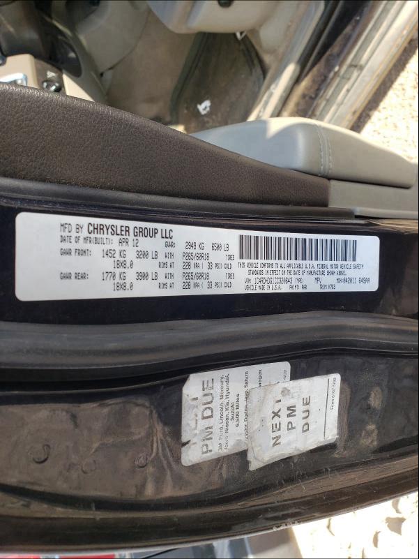 2012 DODGE DURANGO CR 1C4RDHDG1CC320643