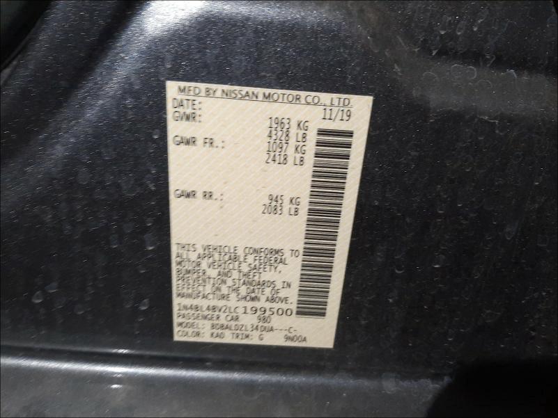 1N4BL4BV2LC199500 2020 Nissan Altima S 2.5L