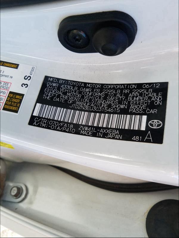 2012 TOYOTA PRIUS V JTDZN3EU3C3154615