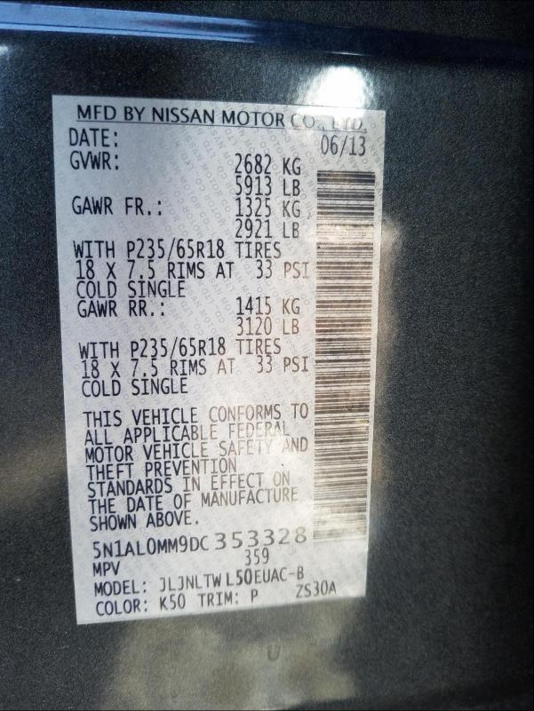 2013 INFINITI JX35 5N1AL0MM9DC353328
