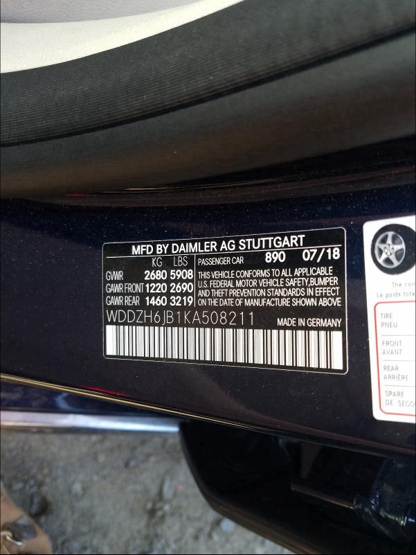 2019 MERCEDES-BENZ E 450 4MAT WDDZH6JB1KA508211