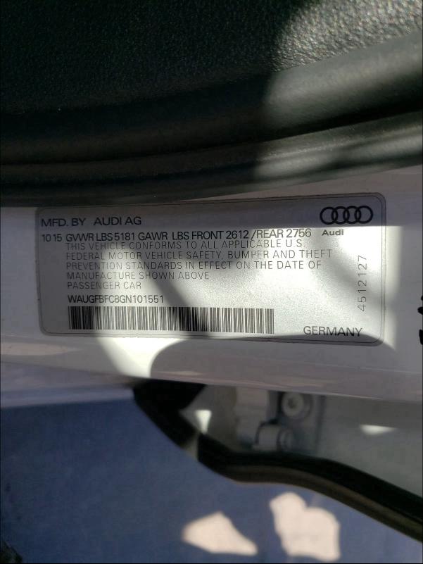 2016 AUDI A6 PREMIUM WAUGFBFC8GN101551