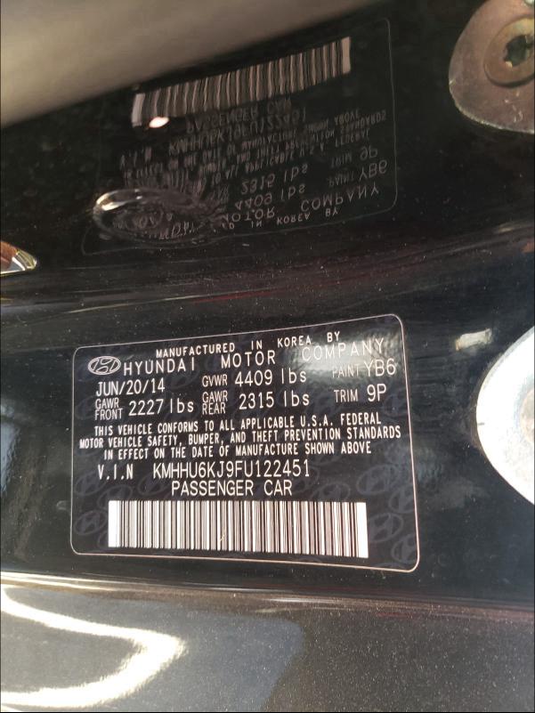 2015 HYUNDAI GENESIS CO KMHHU6KJ9FU122451