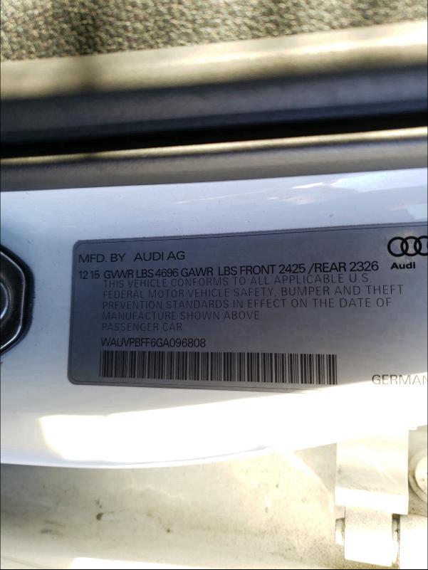 2016 AUDI A3 E-TRON WAUVPBFF6GA096808
