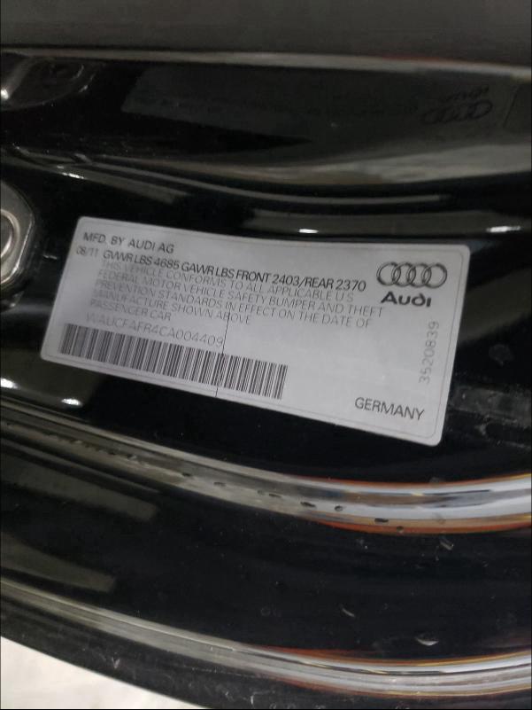 2012 AUDI A5 PREMIUM WAUCFAFR4CA004409