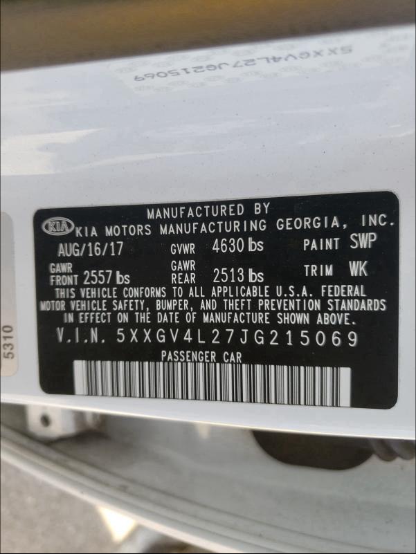 2018 KIA OPTIMA SXL 5XXGV4L27JG215069
