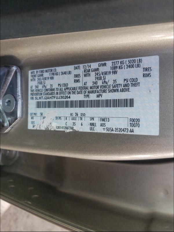 2015 LINCOLN MKC 5LMTJ2AH7FUJ30264