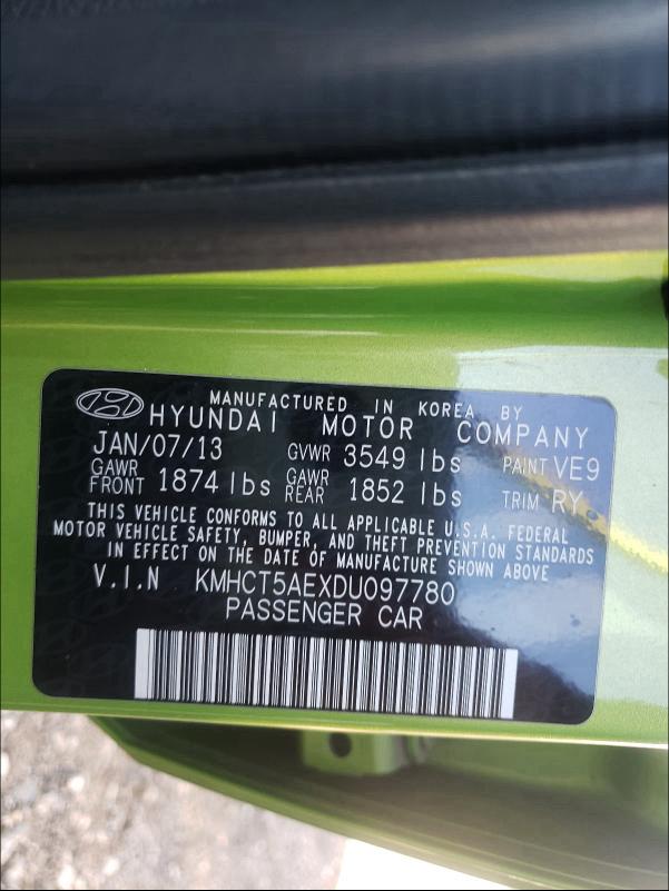 2013 HYUNDAI ACCENT GLS KMHCT5AEXDU097780