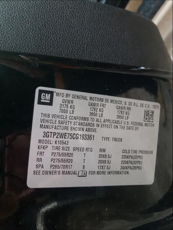 2012 GMC SIERRA K15 3GTP2WE75CG193361
