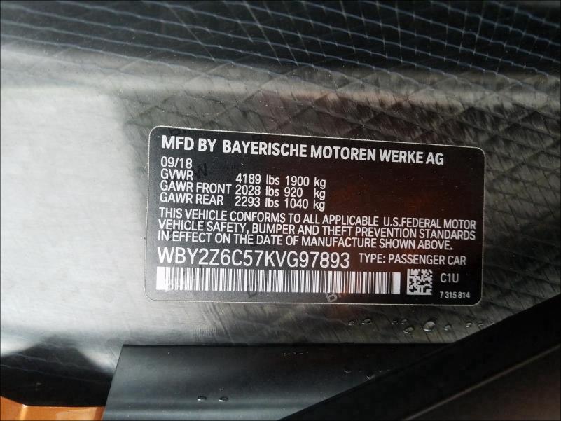 VIN WBY2Z6C57KVG97893 2019 BMW I8 no.10