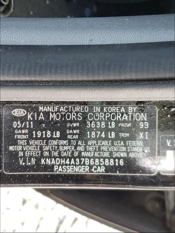 2011 KIA RIO BASE KNADH4A37B6858816