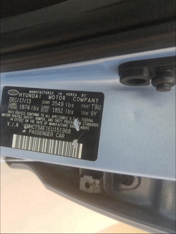 2014 HYUNDAI ACCENT GLS KMHCT5AE1EU151968