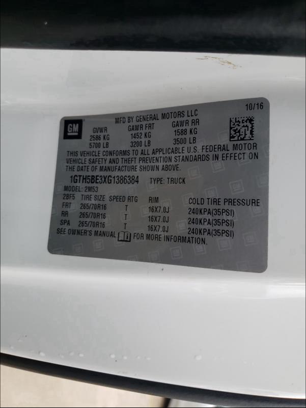 2016 GMC CANYON 1GTH5BE3XG1386384