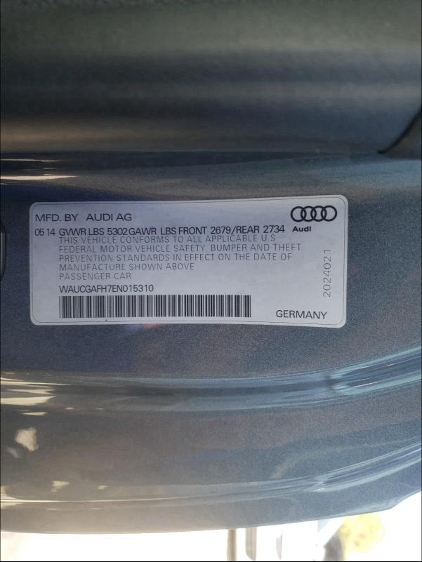 2014 AUDI S5 PREMIUM WAUCGAFH7EN015310