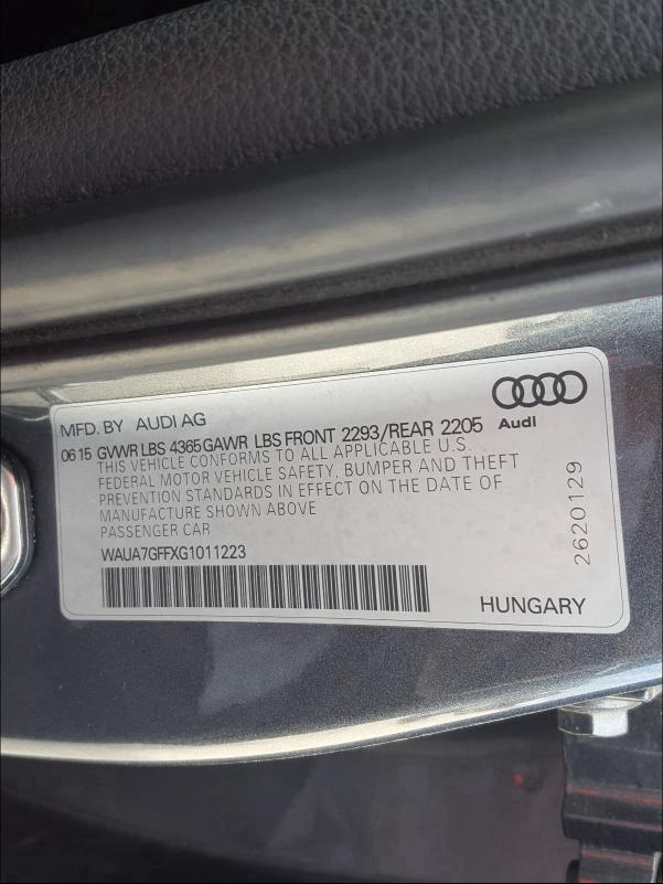 2016 AUDI A3 PREMIUM WAUA7GFFXG1011223