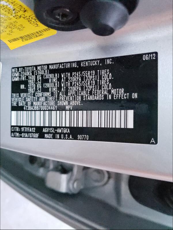 2013 TOYOTA VENZA LE 4T3BA3BB7DU034461