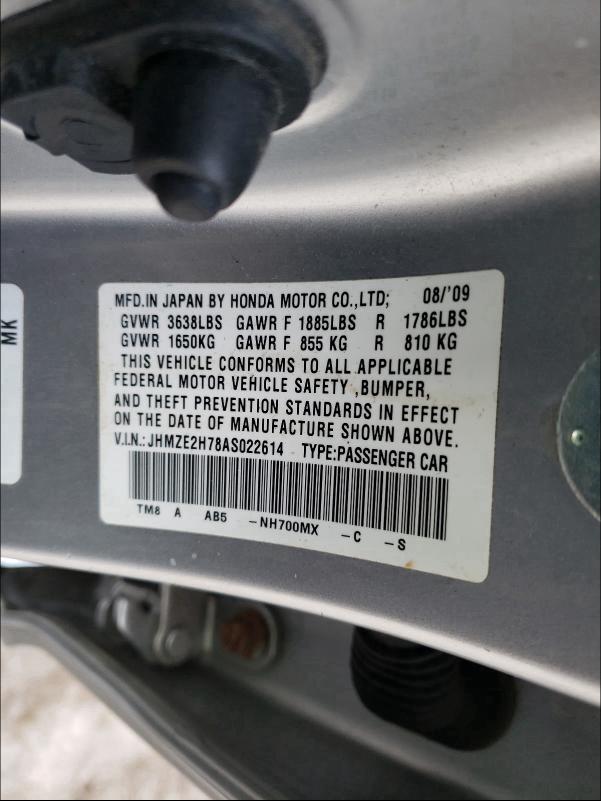 2010 HONDA INSIGHT EX JHMZE2H78AS022614