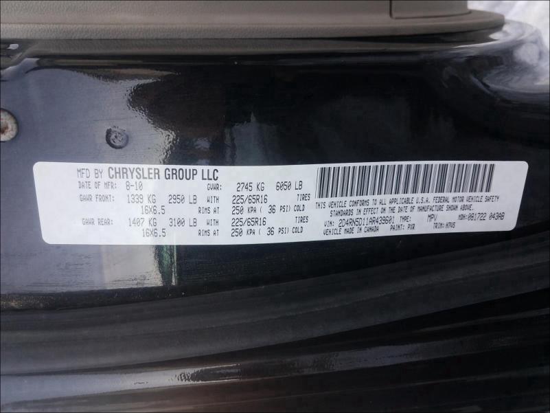2010 DODGE GRAND CARA 2D4RN5D11AR439601