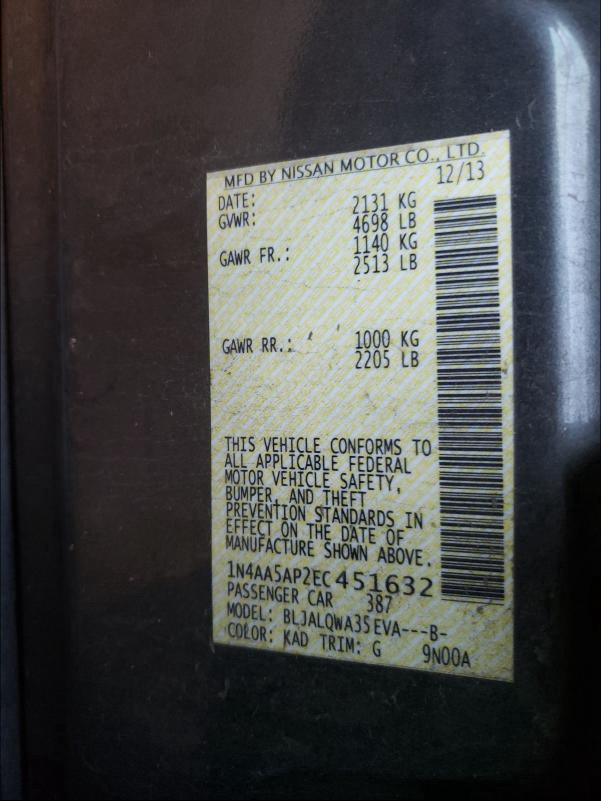 2014 NISSAN MAXIMA S - 1N4AA5AP2EC451632