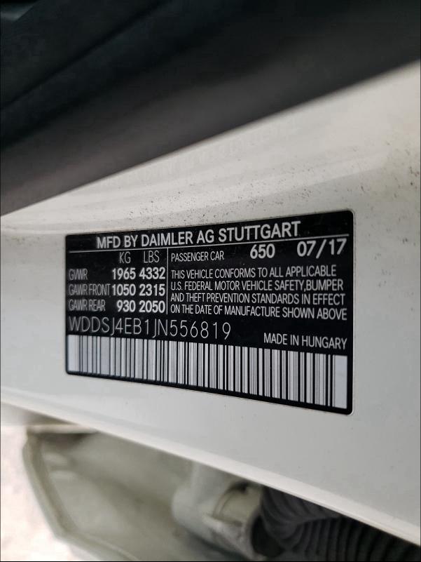 WDDSJ4EB1JN556819 Mercedes-Benz CLA 250
