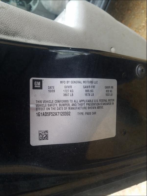 2010 CHEVROLET COBALT 1LT 1G1AD5F52A7120392