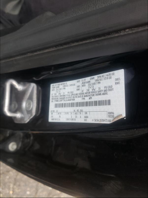 2018 FORD ESCAPE 1FMCU0F7XJUA90169