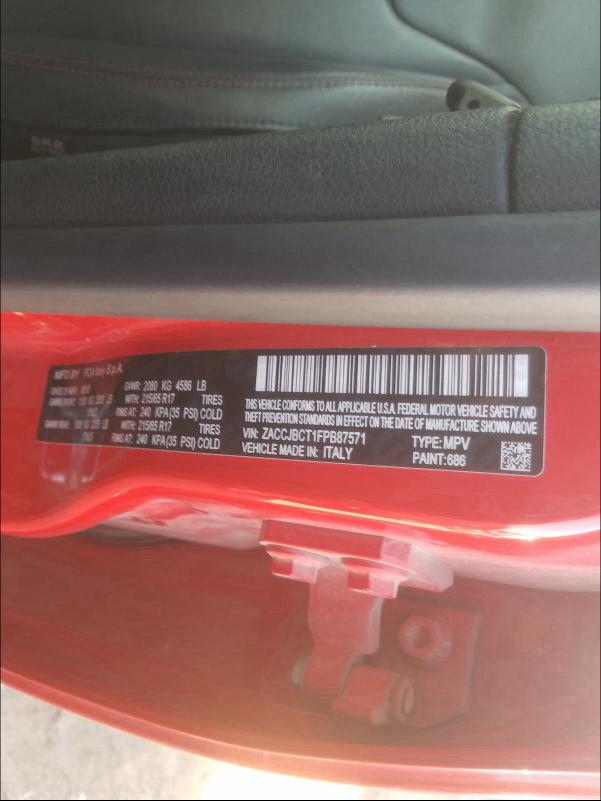 2015 JEEP RENEGADE T ZACCJBCT1FPB87571