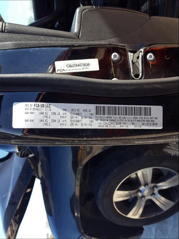2017 JEEP COMPASS LA 1C4NJCEB4HD189349