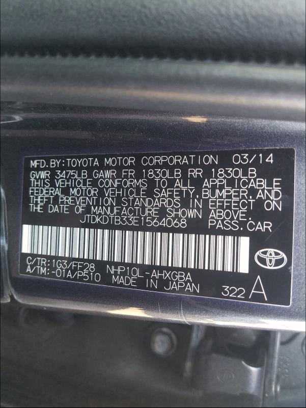 2014 TOYOTA PRIUS C JTDKDTB33E1564068