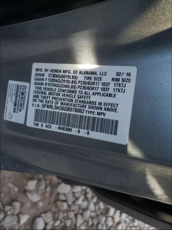 2016 HONDA ODYSSEY SE 5FNRL5H36GB078062