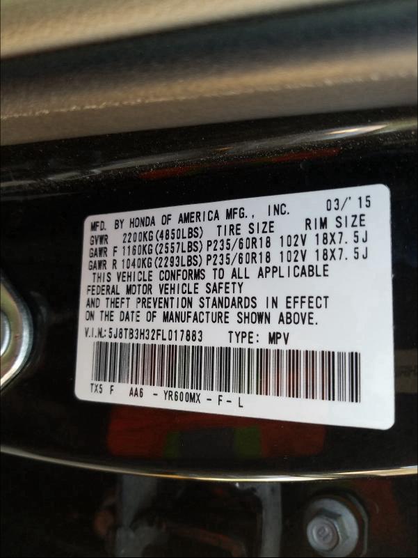2015 ACURA RDX 5J8TB3H32FL017883