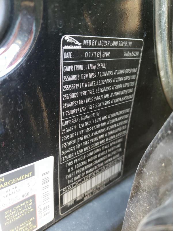 2018 JAGUAR F-PACE PRE SADCJ2FX5JA295476