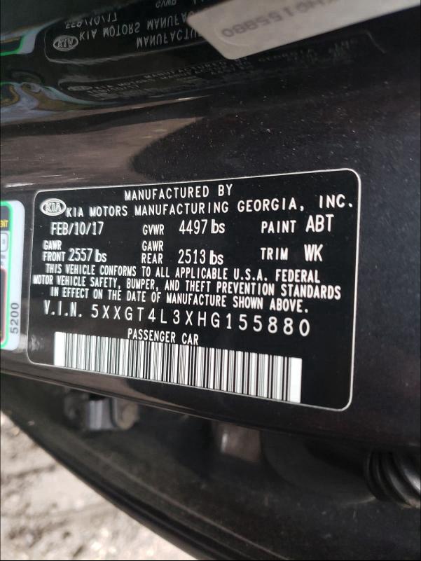 2017 KIA OPTIMA 5XXGT4L3XHG155880