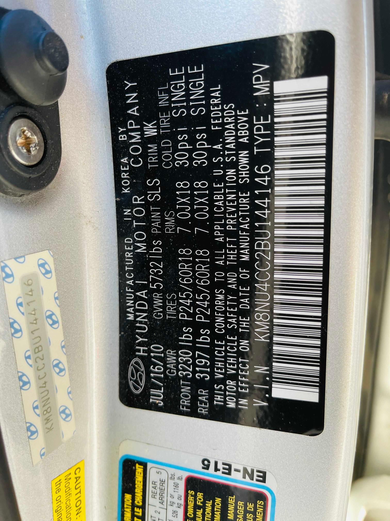 2011 HYUNDAI VERACRUZ G KM8NU4CC2BU144146