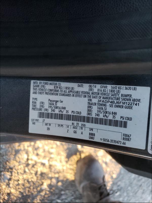 2015 FORD FIESTA 3FADP4BJ6FM122741