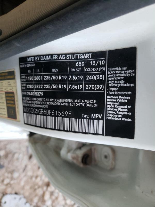 2011 MERCEDES-BENZ GLK 350 WDCGG5GB5BF615698