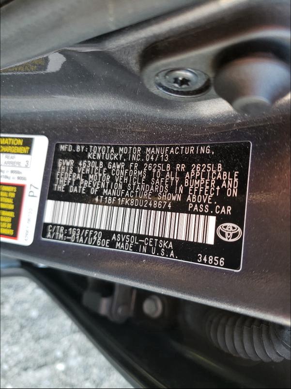 2013 TOYOTA CAMRY L - 4T1BF1FK8DU248674