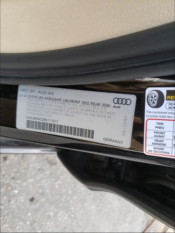 2014 AUDI A6 PREMIUM WAUDFAFC2EN111017