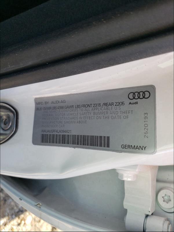 2020 AUDI A3 PREMIUM WAUAUGFF4LA094621