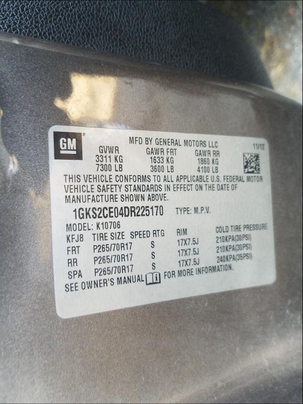 2013 GMC YUKON SLT 1GKS2CE04DR225170