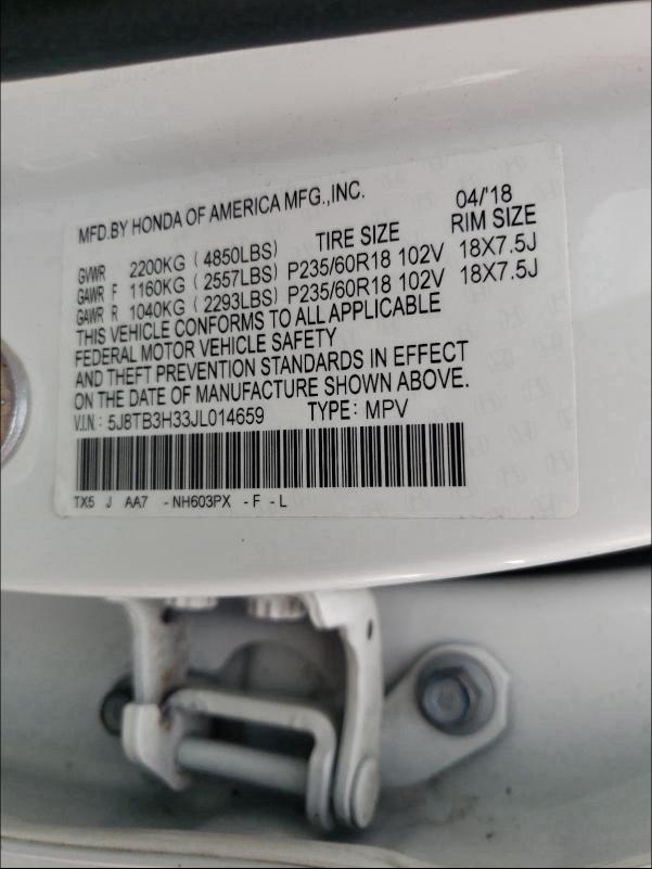 2018 ACURA RDX 5J8TB3H33JL014659