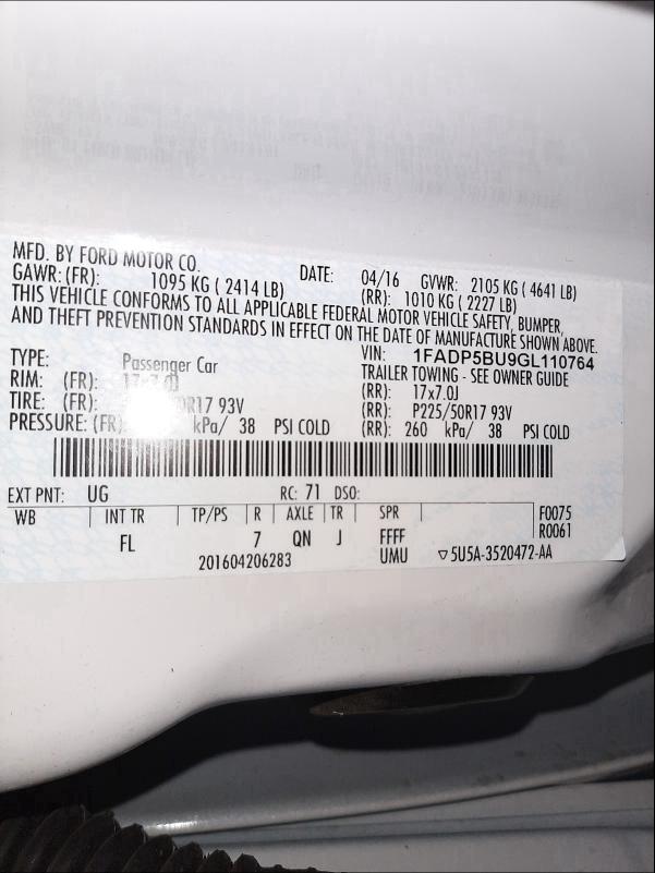 2016 FORD C-MAX SEL 1FADP5BU9GL110764