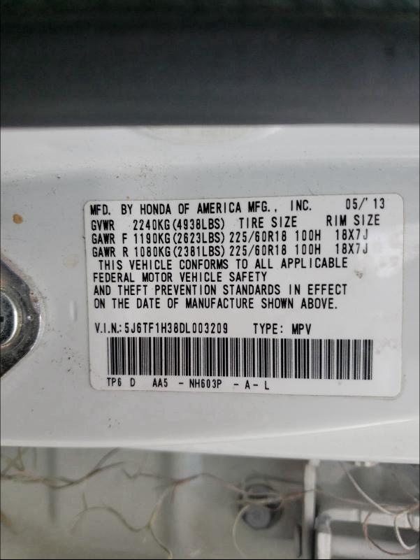 2013 HONDA CROSSTOUR 5J6TF1H38DL003209