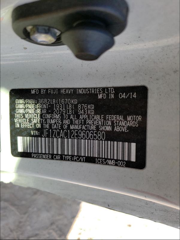 2014 SUBARU BRZ 2.0 LI JF1ZCAC12E9606580